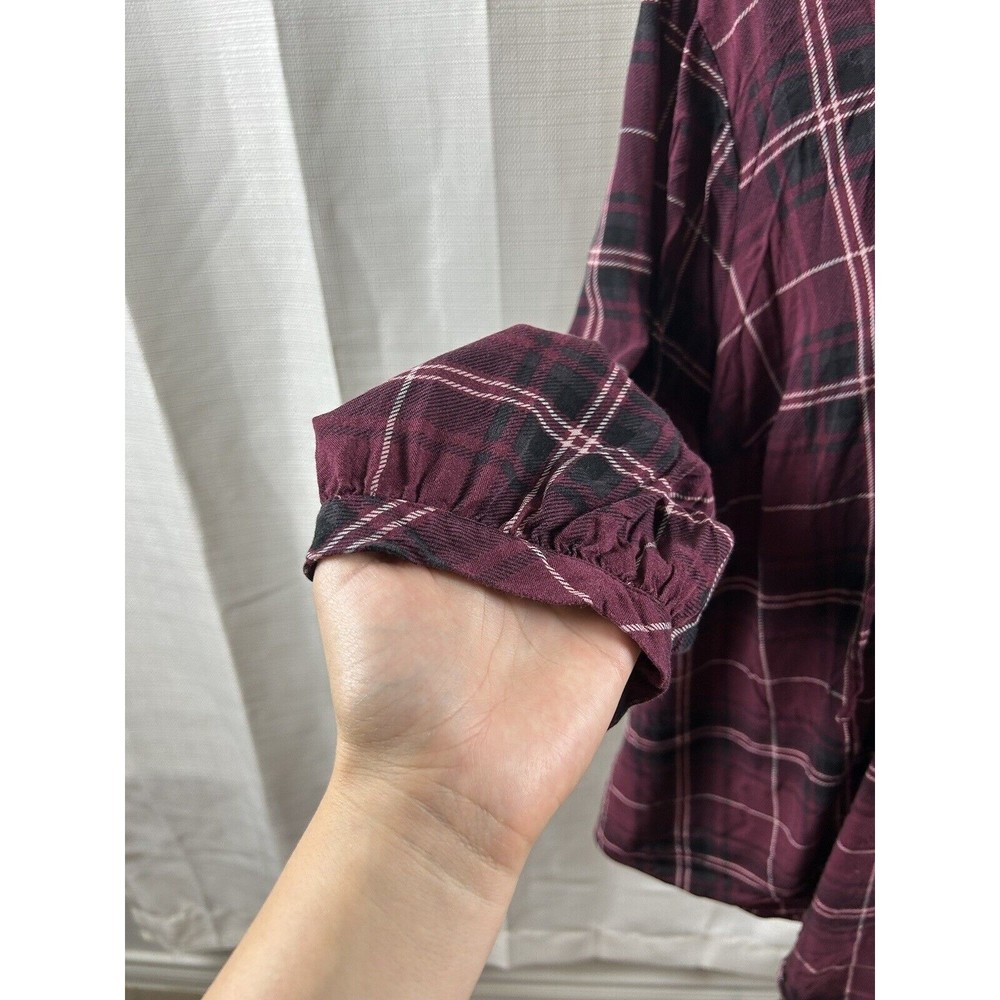 Torrid Rayon Twill Tie Neck Plaid Peasant Top Womens Plus Size 3X - Picture 5 of 14
